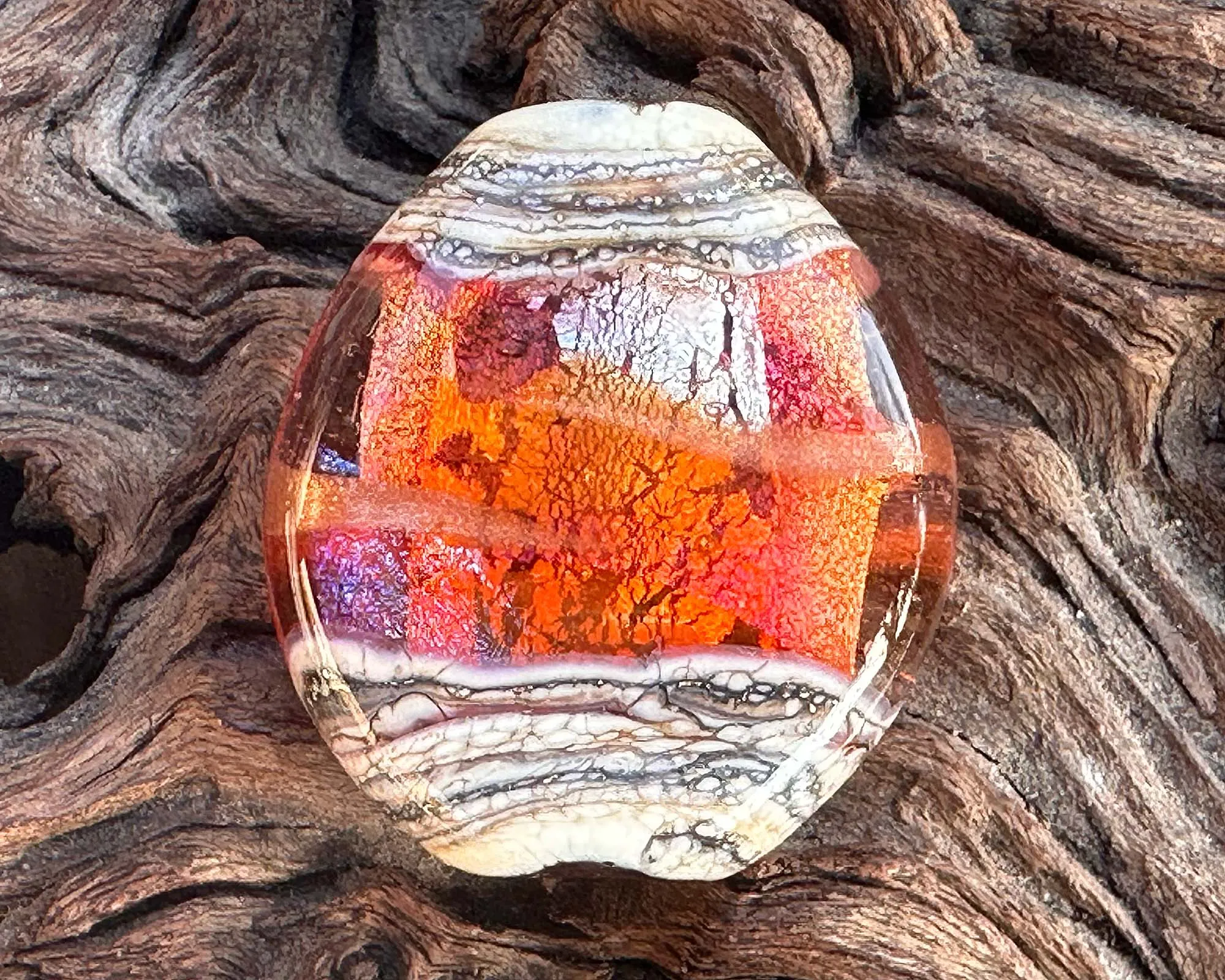 Orange Organic Lampwork Focal Bead SRA