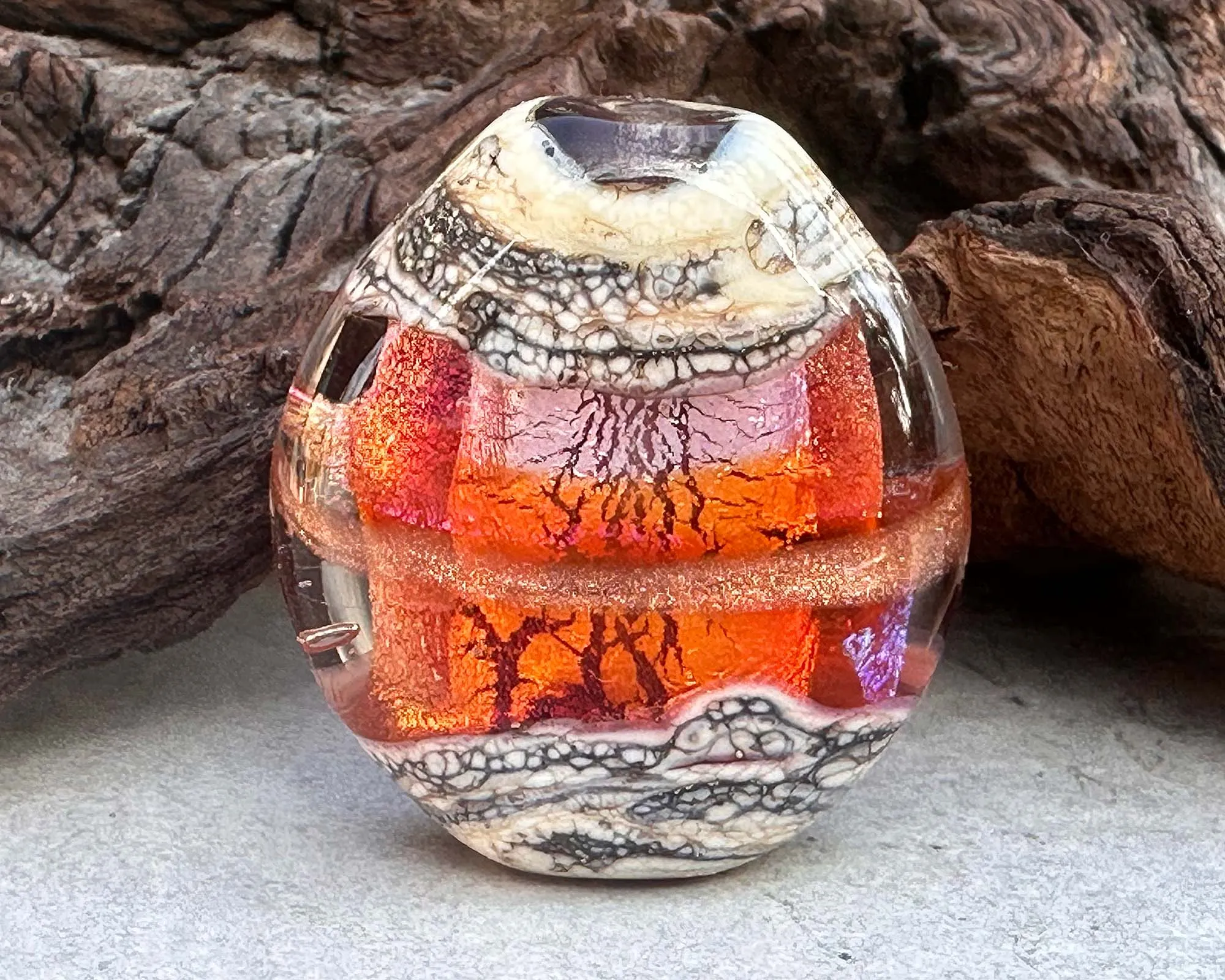 Orange Organic Lampwork Focal Bead SRA
