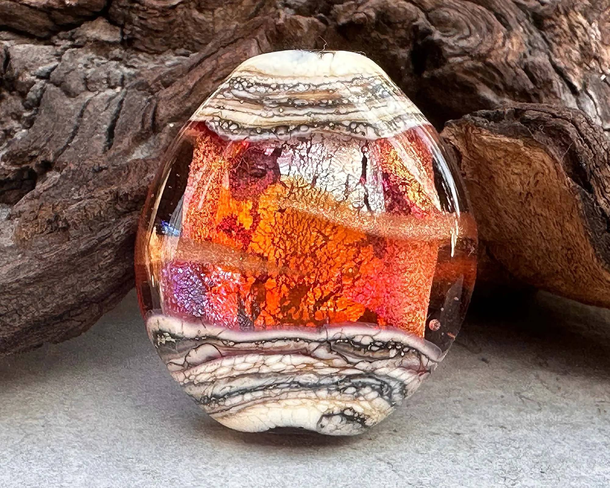 Orange Organic Lampwork Focal Bead SRA