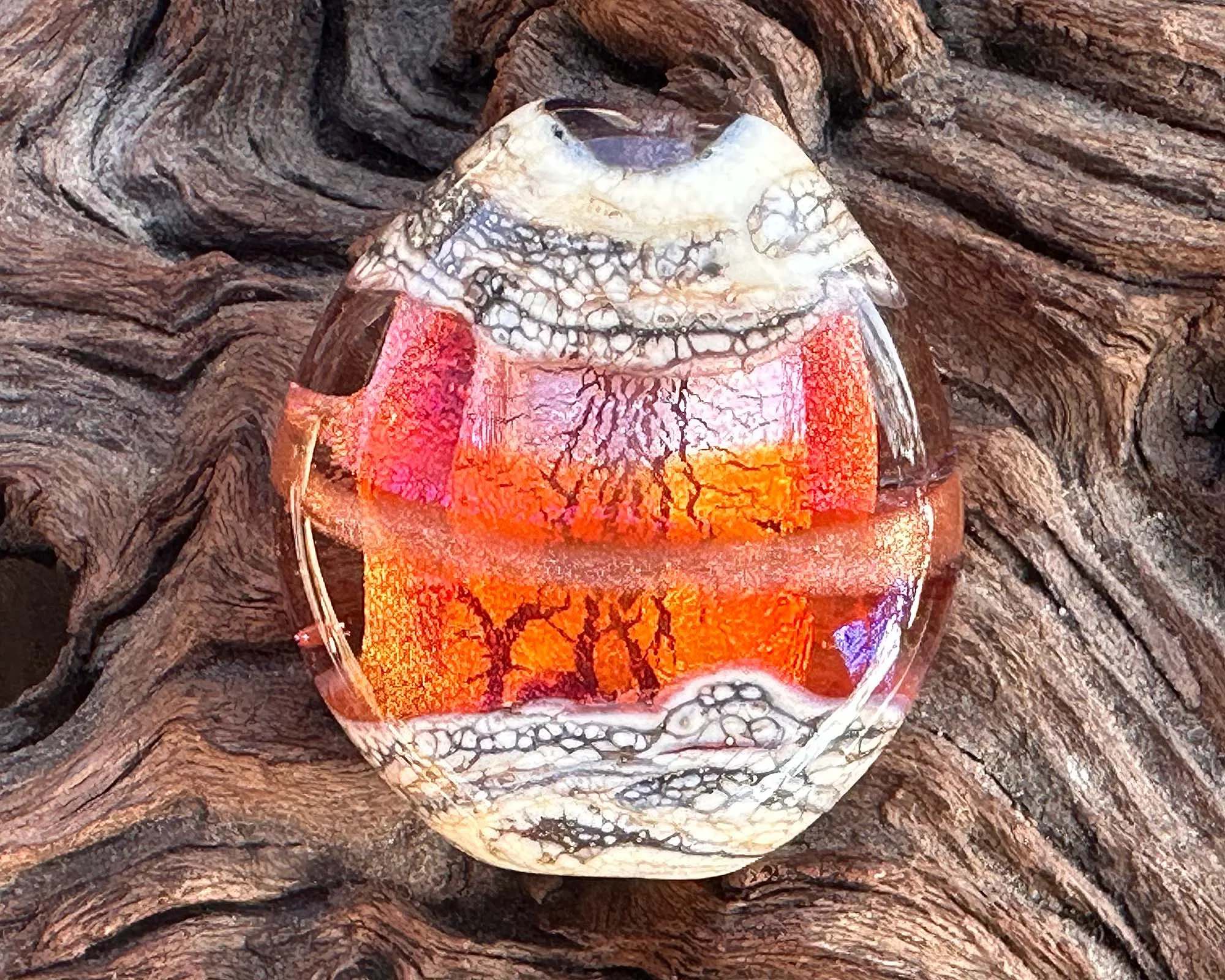 Orange Organic Lampwork Focal Bead SRA