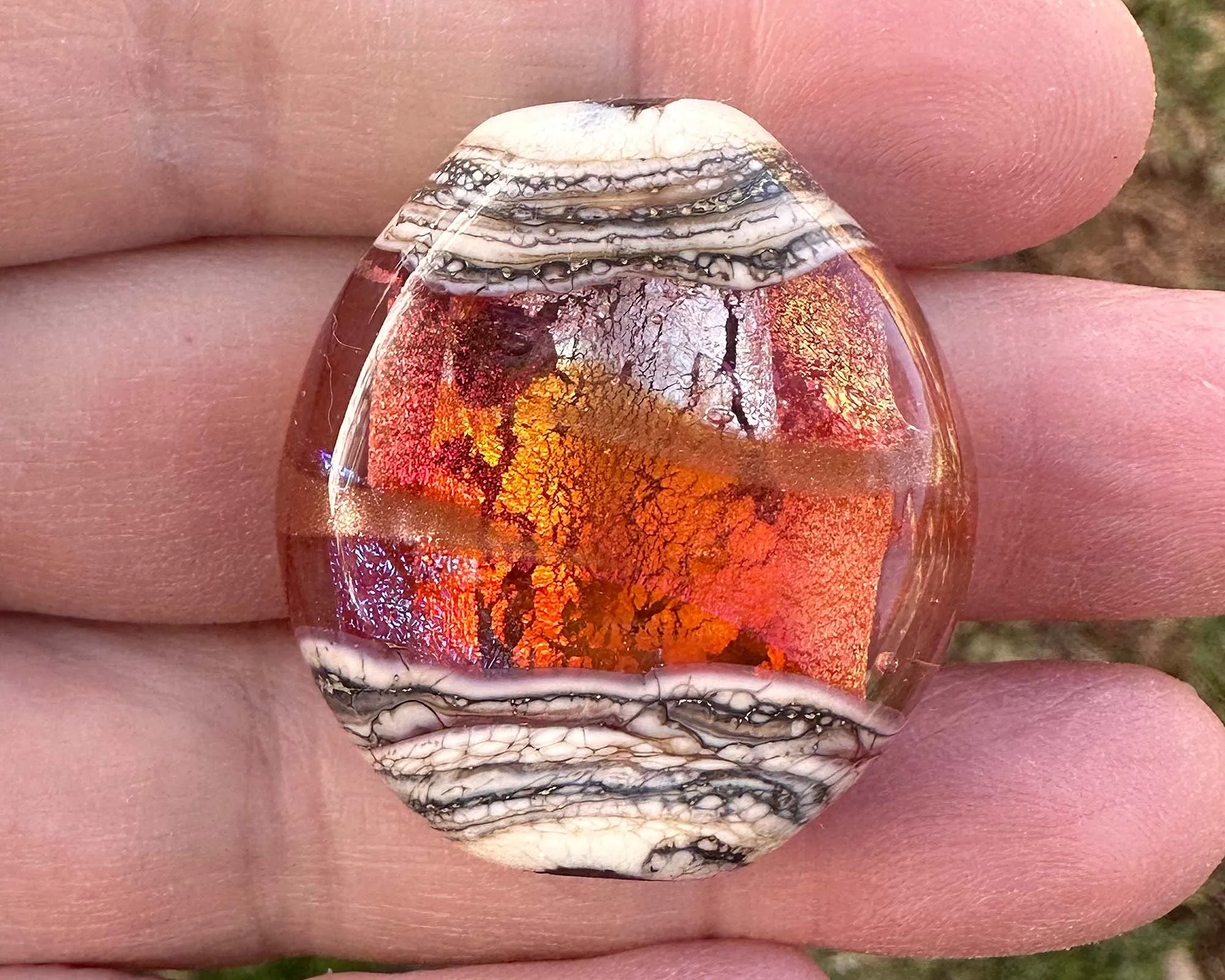 Orange Organic Lampwork Focal Bead SRA