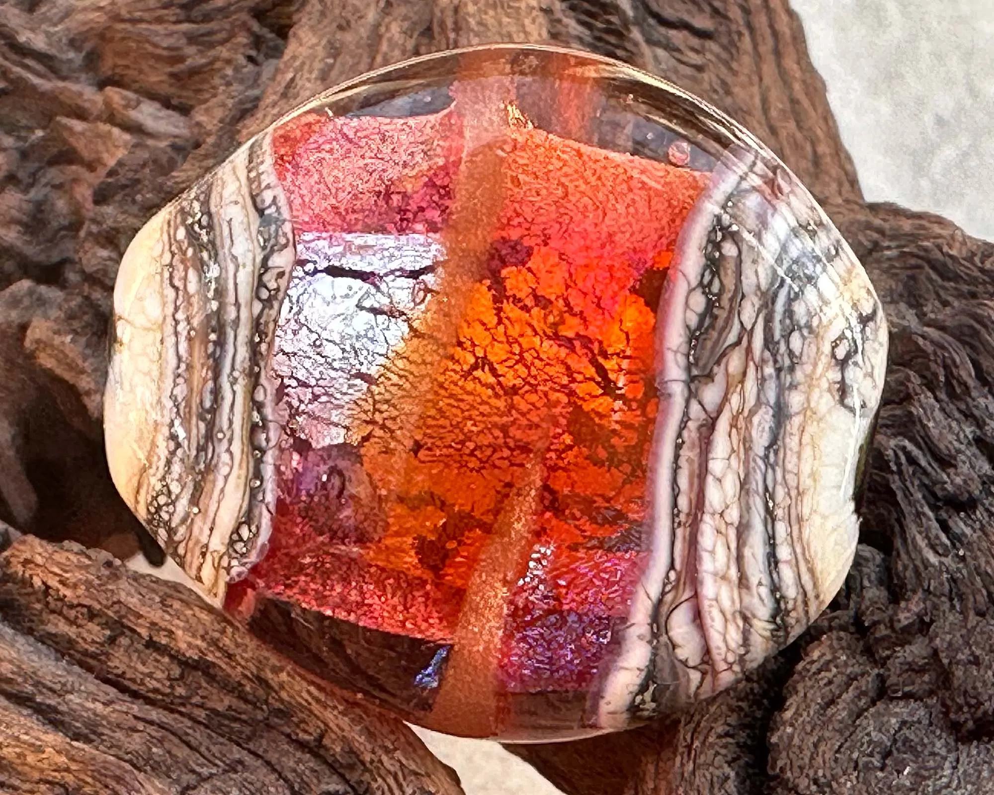 Orange Organic Lampwork Focal Bead SRA