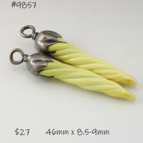 Pale Yellow Unicorn Horns with Copper Electroforming