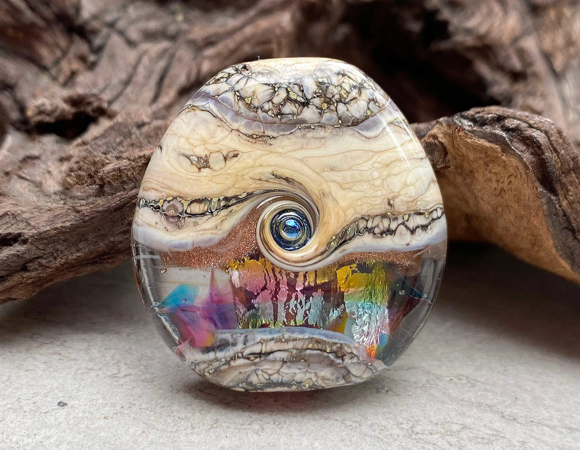 Pastel Silver Organic Lampwork Focal Bead SRA