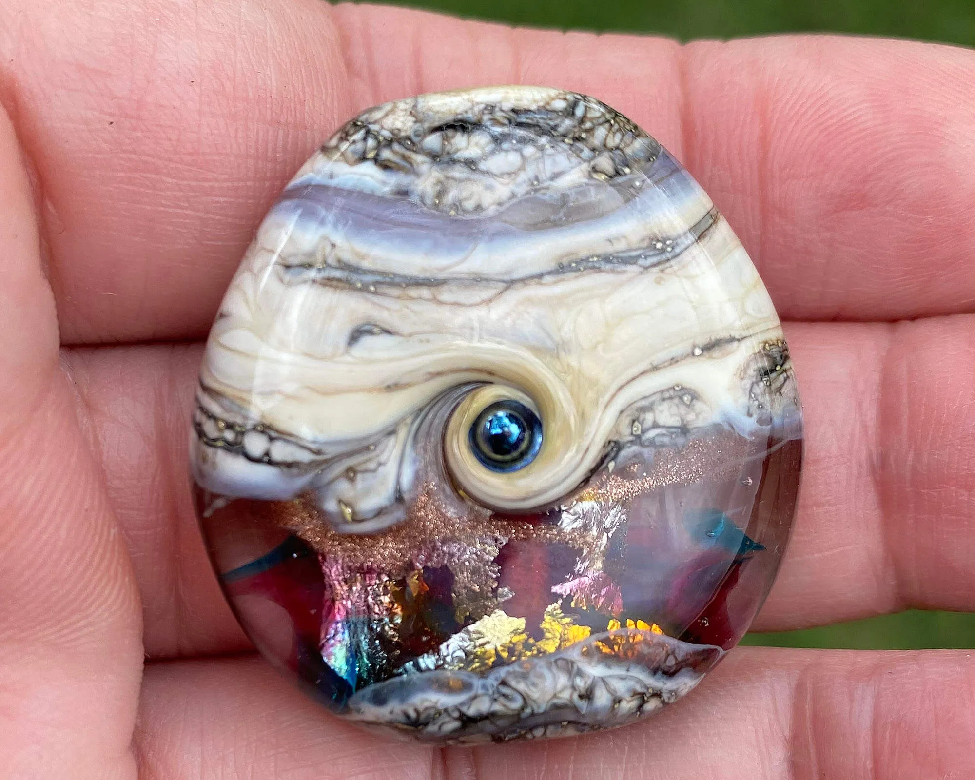 Pastel Silver Organic Lampwork Focal Bead SRA