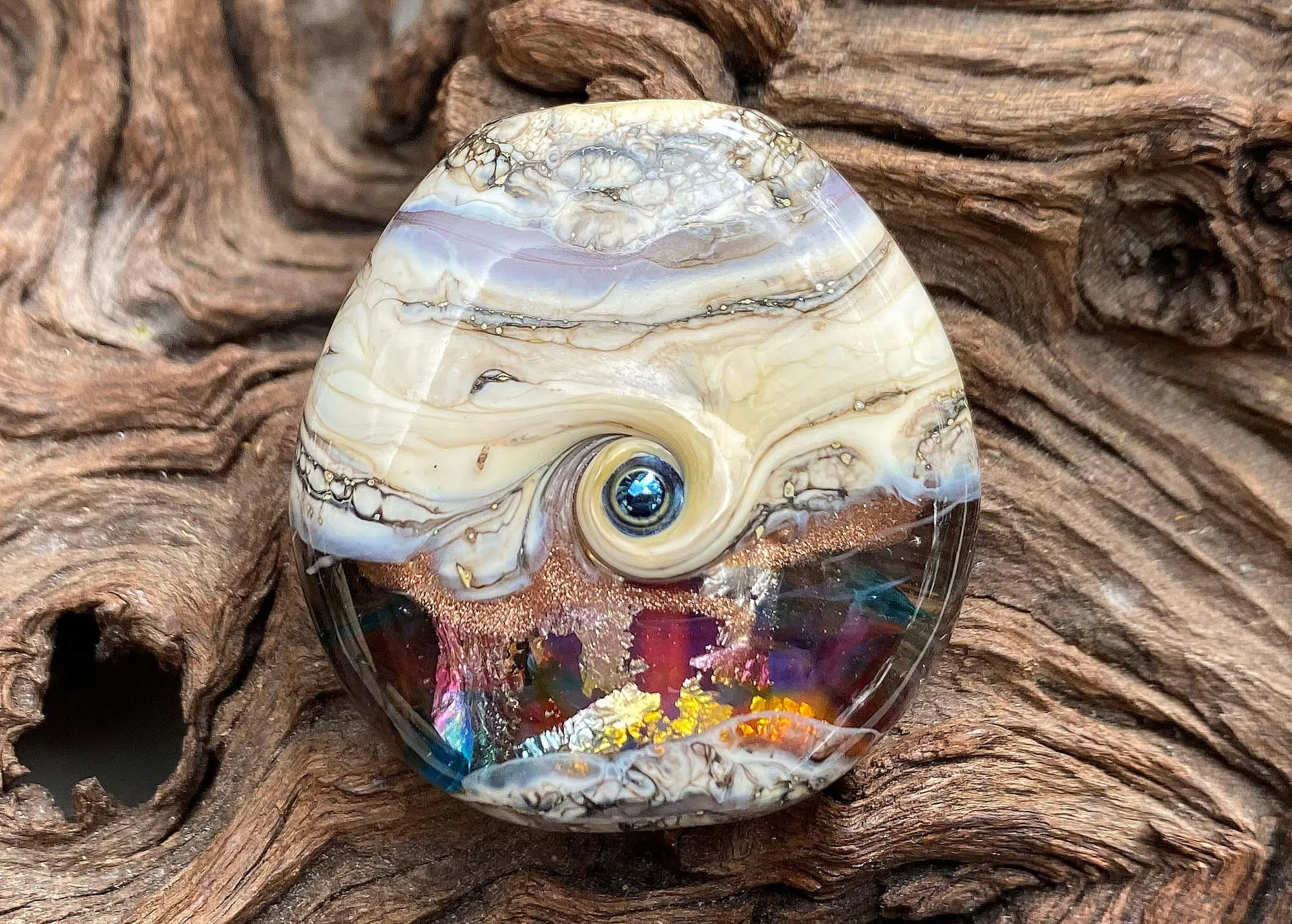 Pastel Silver Organic Lampwork Focal Bead SRA