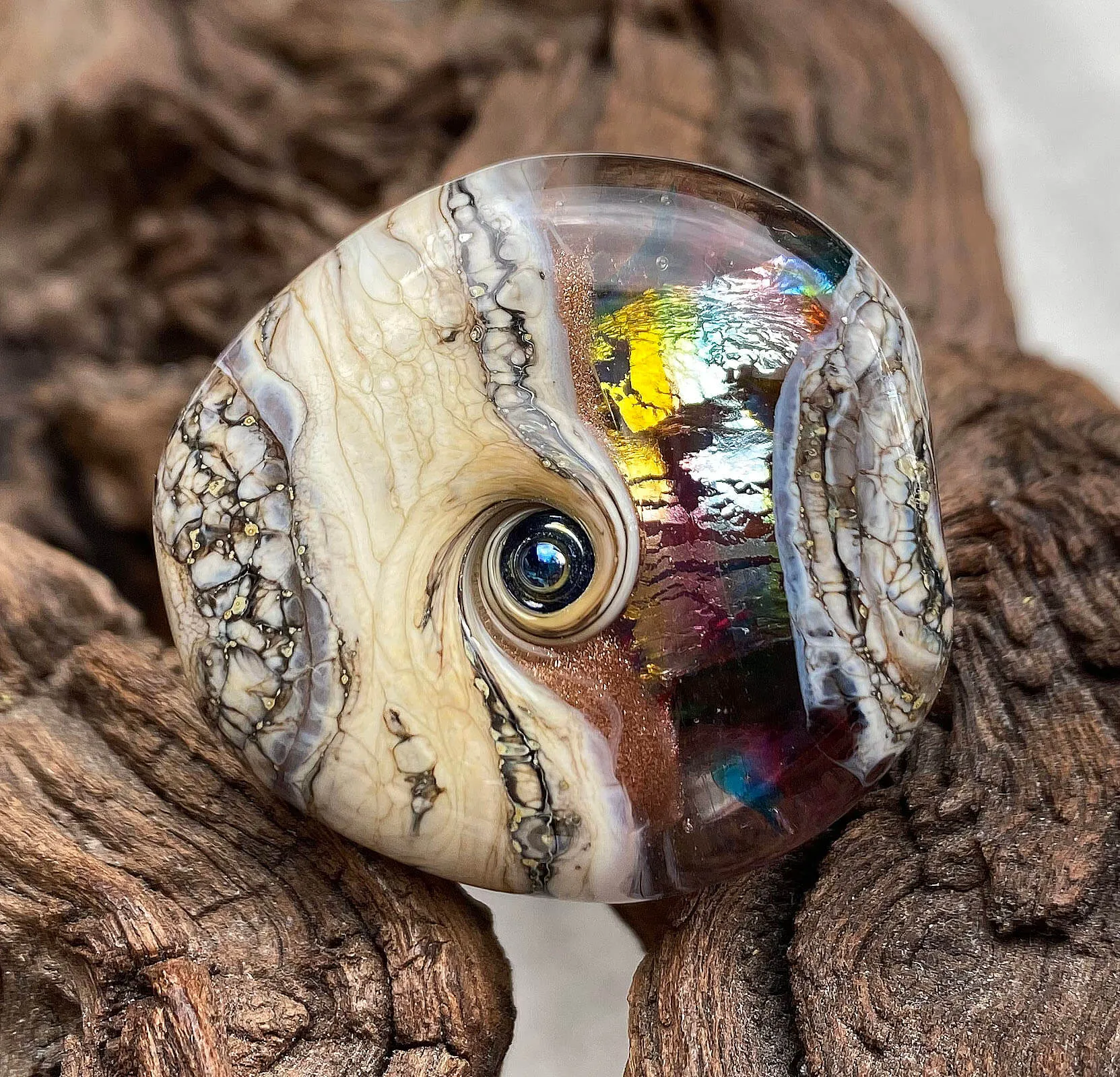 Pastel Silver Organic Lampwork Focal Bead SRA