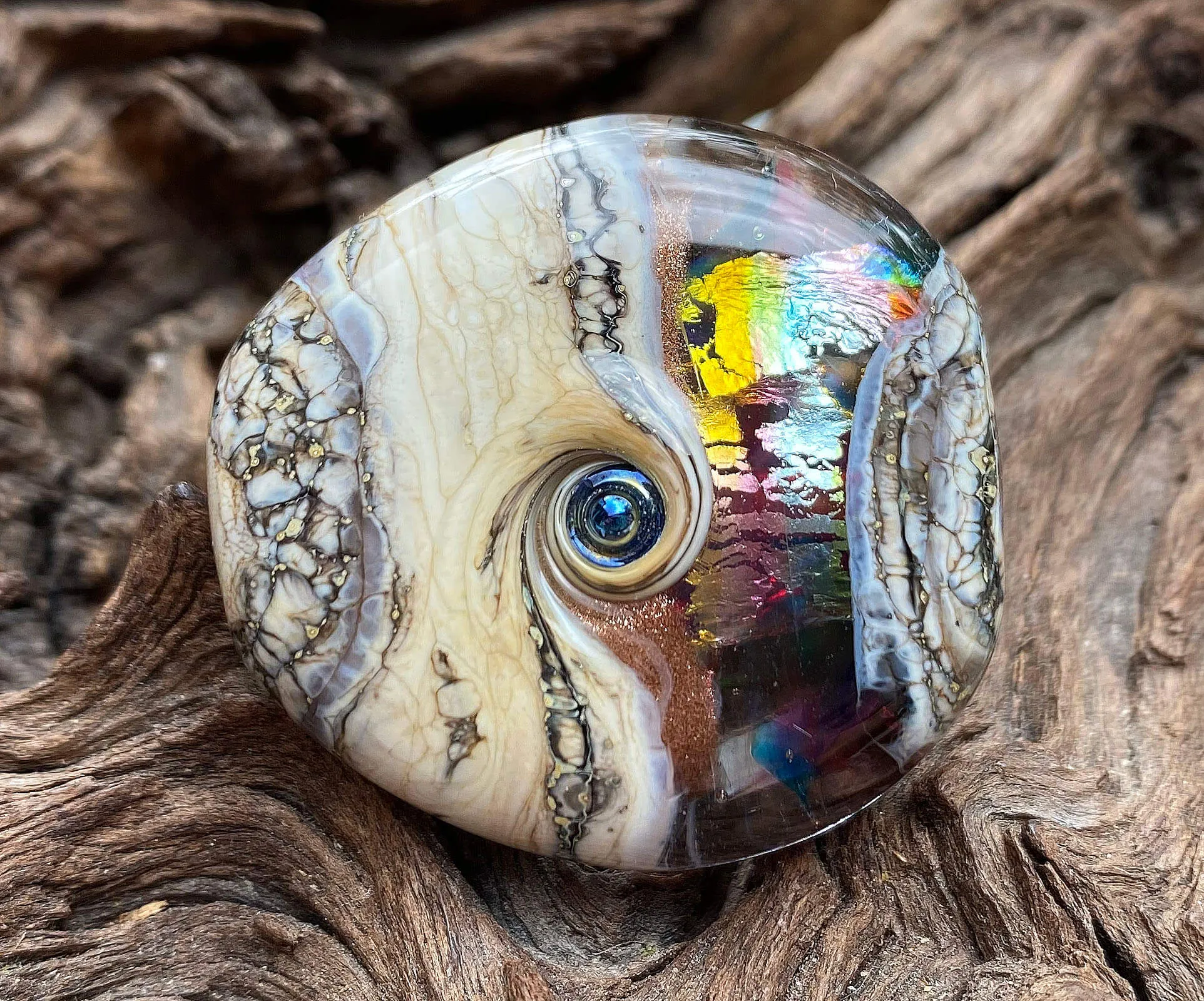 Pastel Silver Organic Lampwork Focal Bead SRA