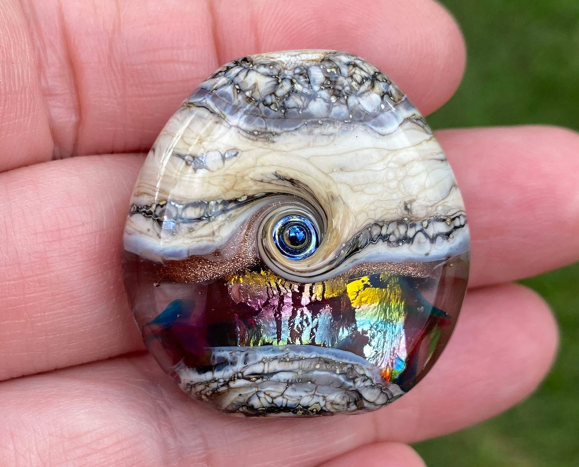 Pastel Silver Organic Lampwork Focal Bead SRA