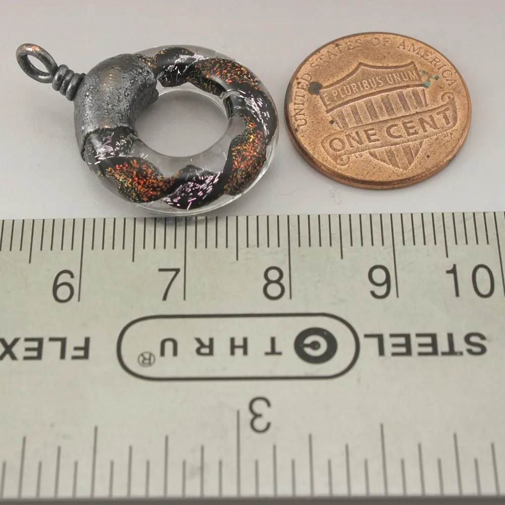 Pink and Orange Black Dichroic Twist Circle with Copper Electroforming
