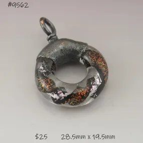 Pink and Orange Black Dichroic Twist Circle with Copper Electroforming