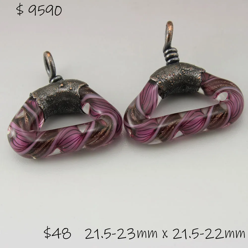 Pink Black Goldstone Helix Twist Triangle with Copper Electroforming