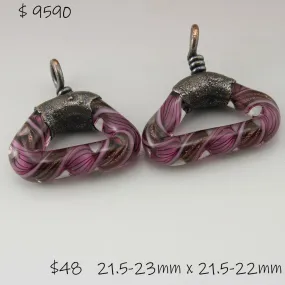 Pink Black Goldstone Helix Twist Triangle with Copper Electroforming