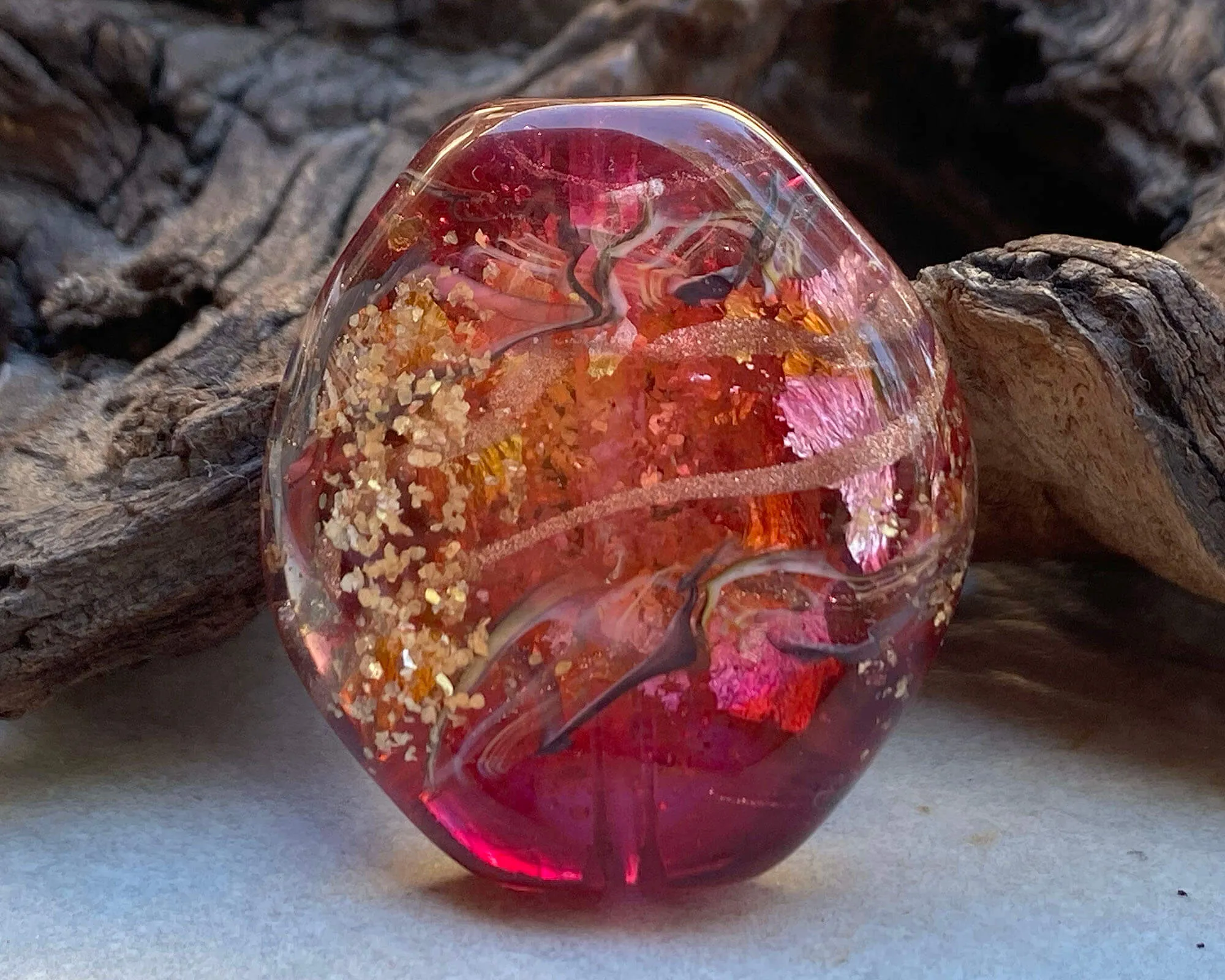 Pink Bling Mica Lampwork Focal Bead SRA
