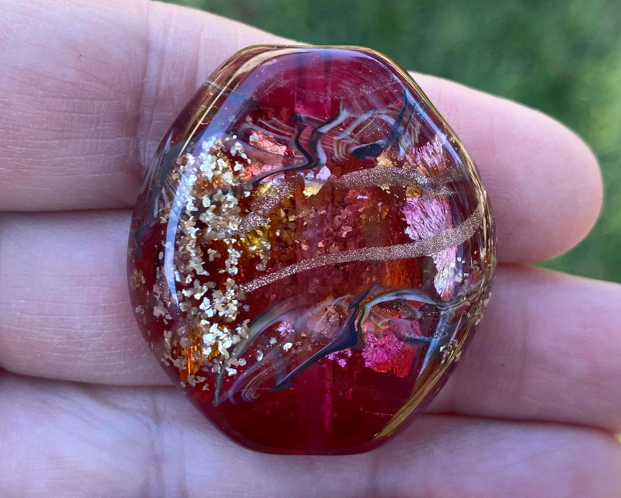 Pink Bling Mica Lampwork Focal Bead SRA