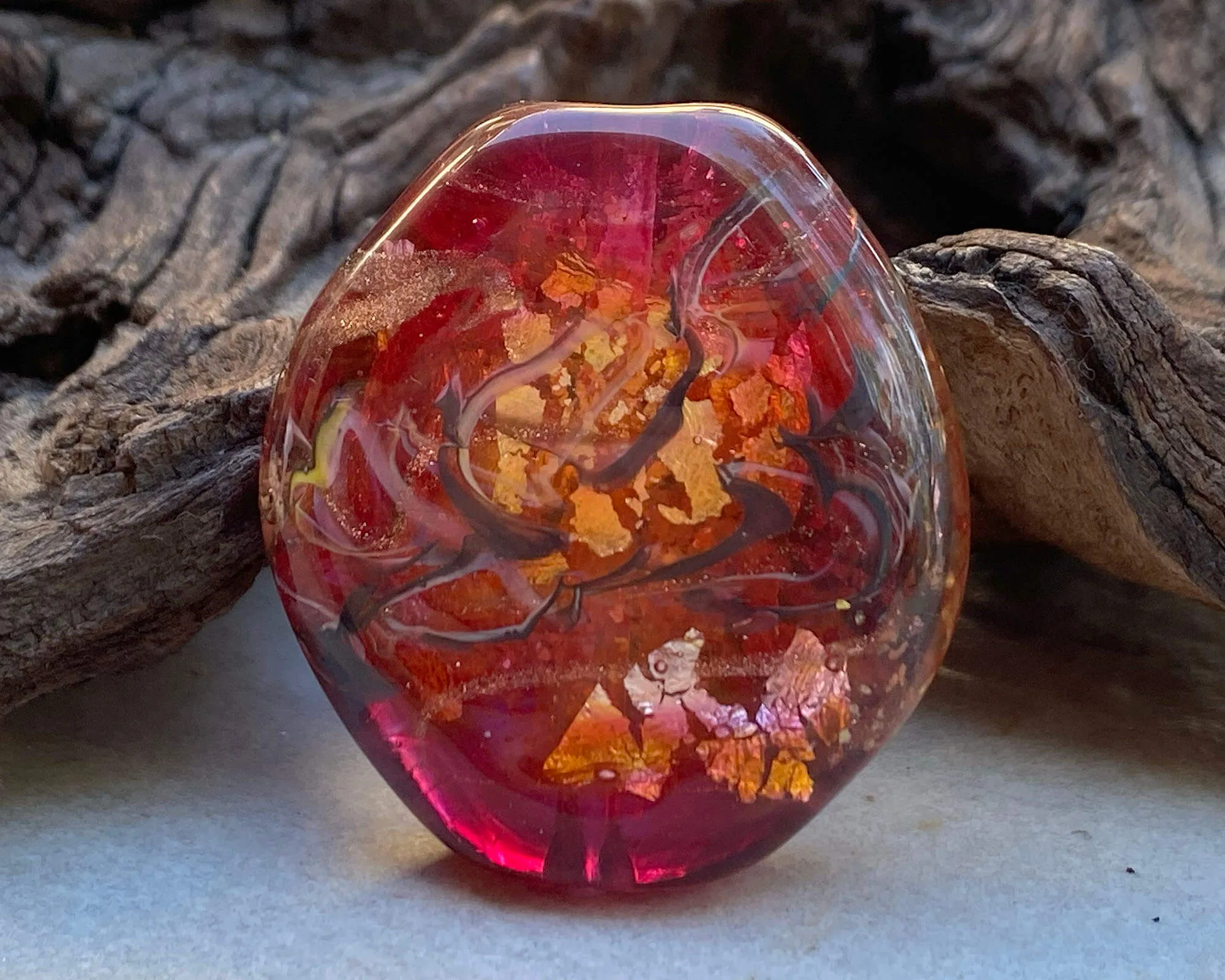 Pink Bling Mica Lampwork Focal Bead SRA