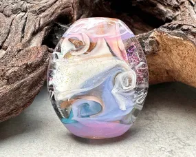 Pink Ivory Swirl Lampwork Focal Bead SRA