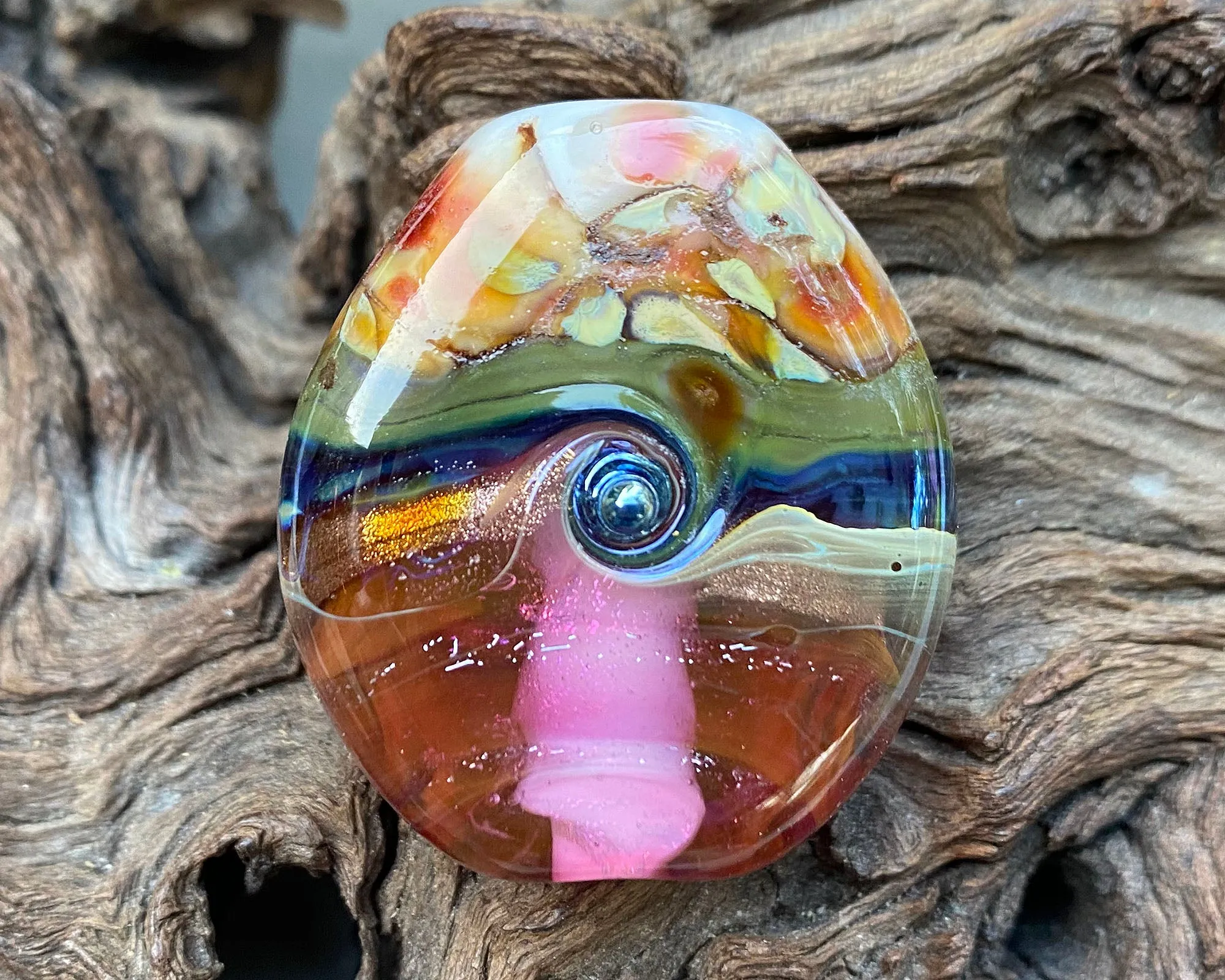 Pink Mosaic Lampwork Focal Bead SRA