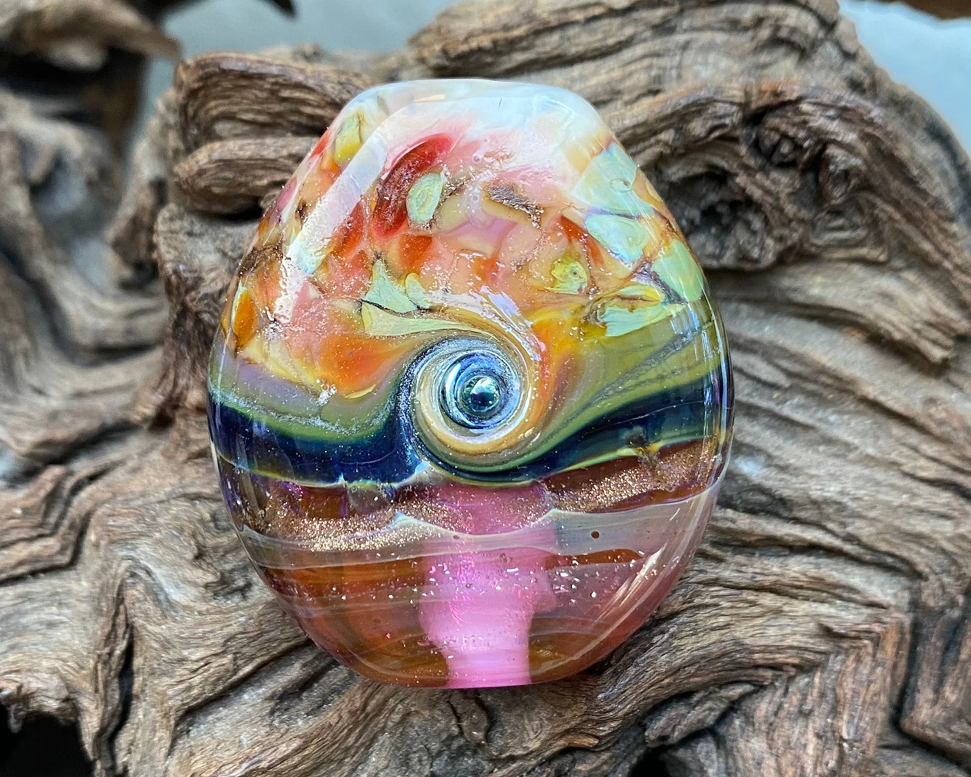Pink Mosaic Lampwork Focal Bead SRA