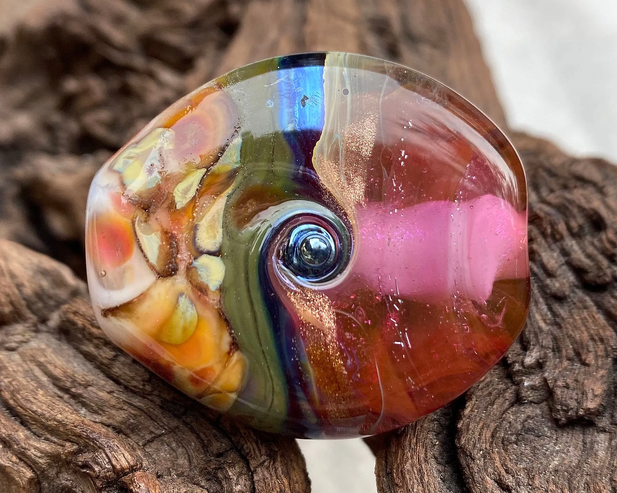 Pink Mosaic Lampwork Focal Bead SRA