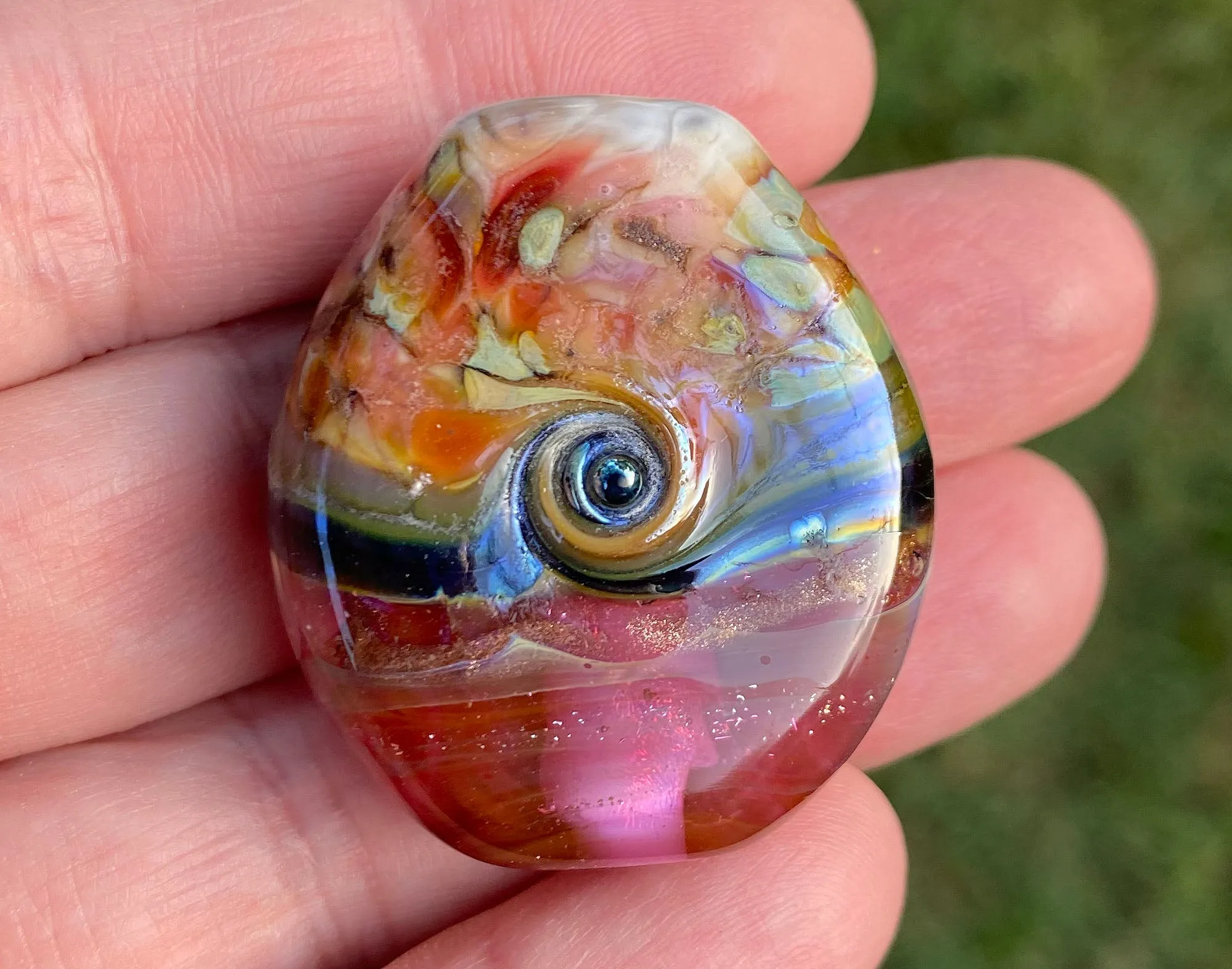 Pink Mosaic Lampwork Focal Bead SRA