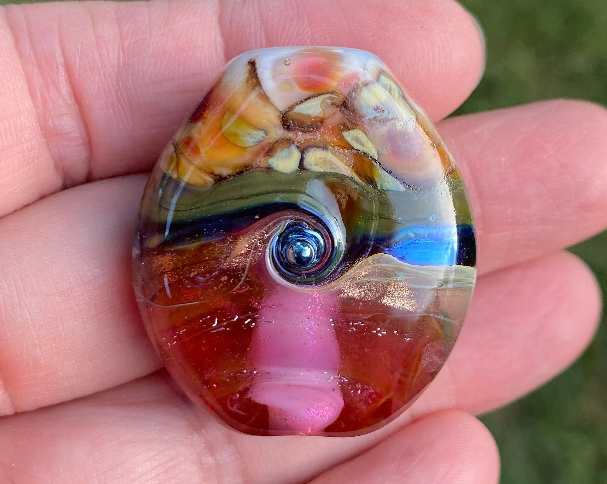 Pink Mosaic Lampwork Focal Bead SRA