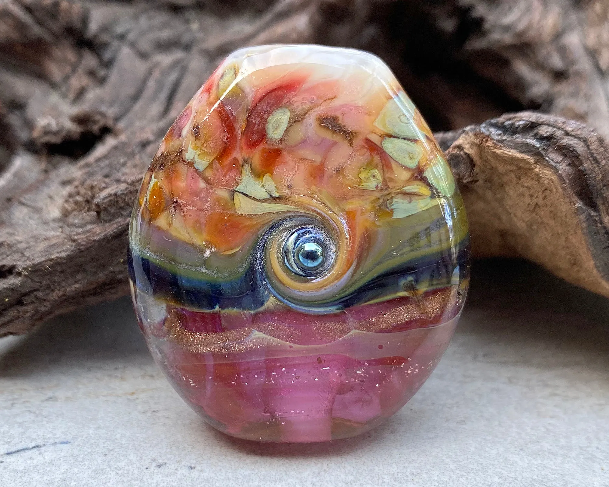 Pink Mosaic Lampwork Focal Bead SRA