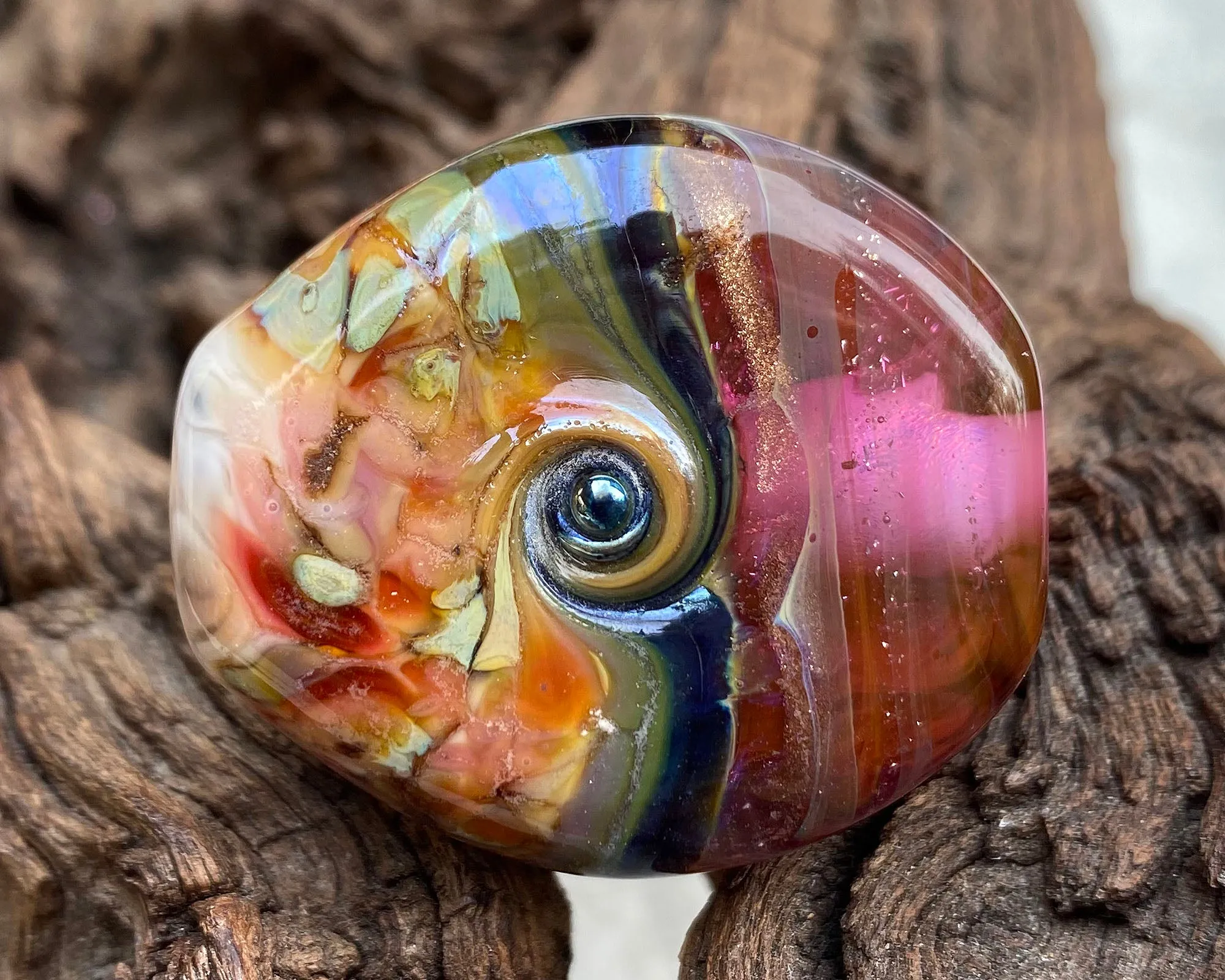 Pink Mosaic Lampwork Focal Bead SRA