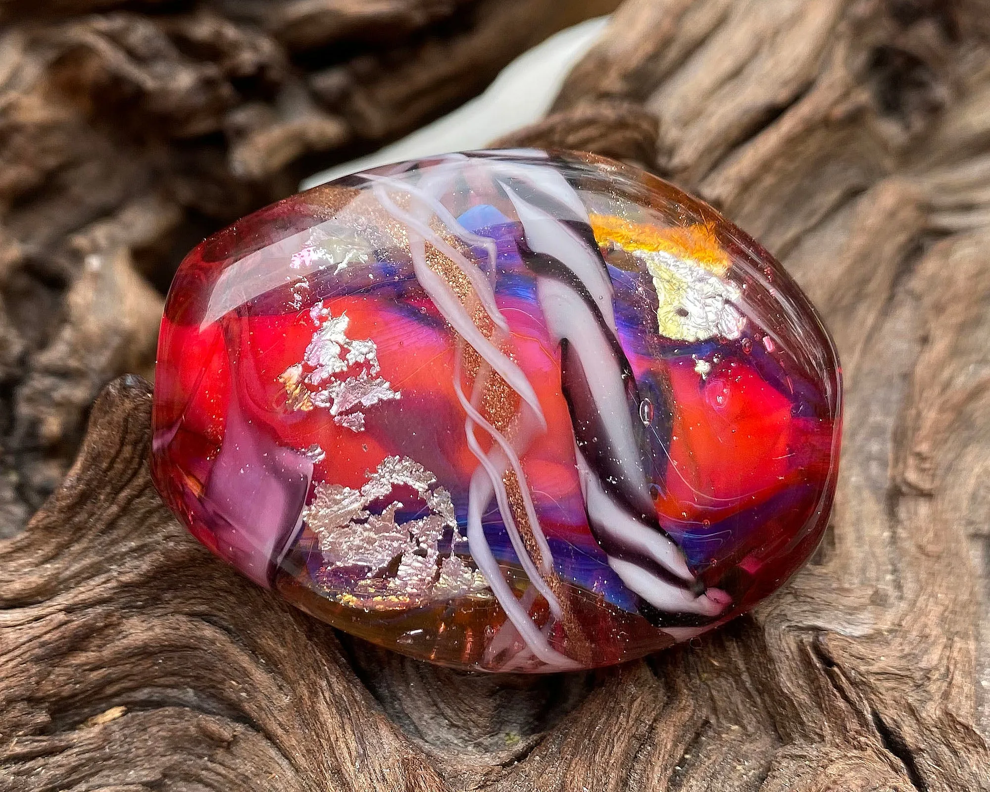 Pink Zebra Lampwork Focal Bead SRA