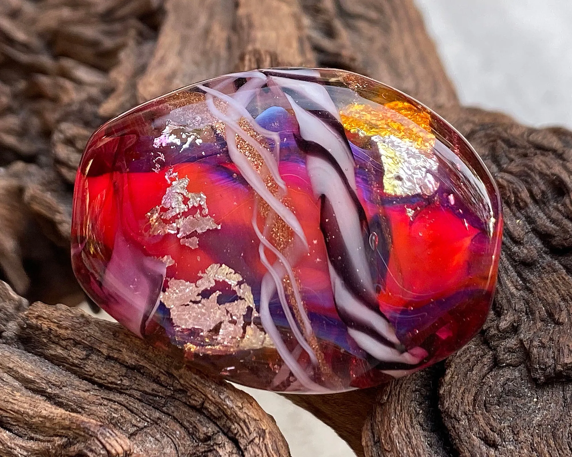 Pink Zebra Lampwork Focal Bead SRA