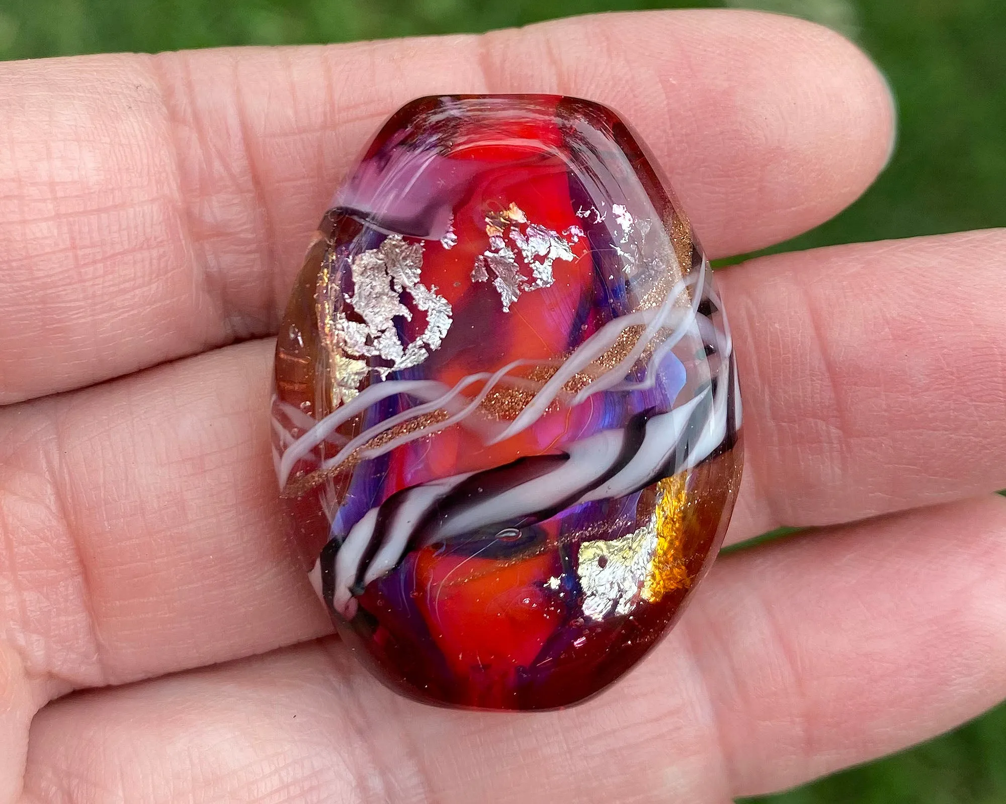 Pink Zebra Lampwork Focal Bead SRA