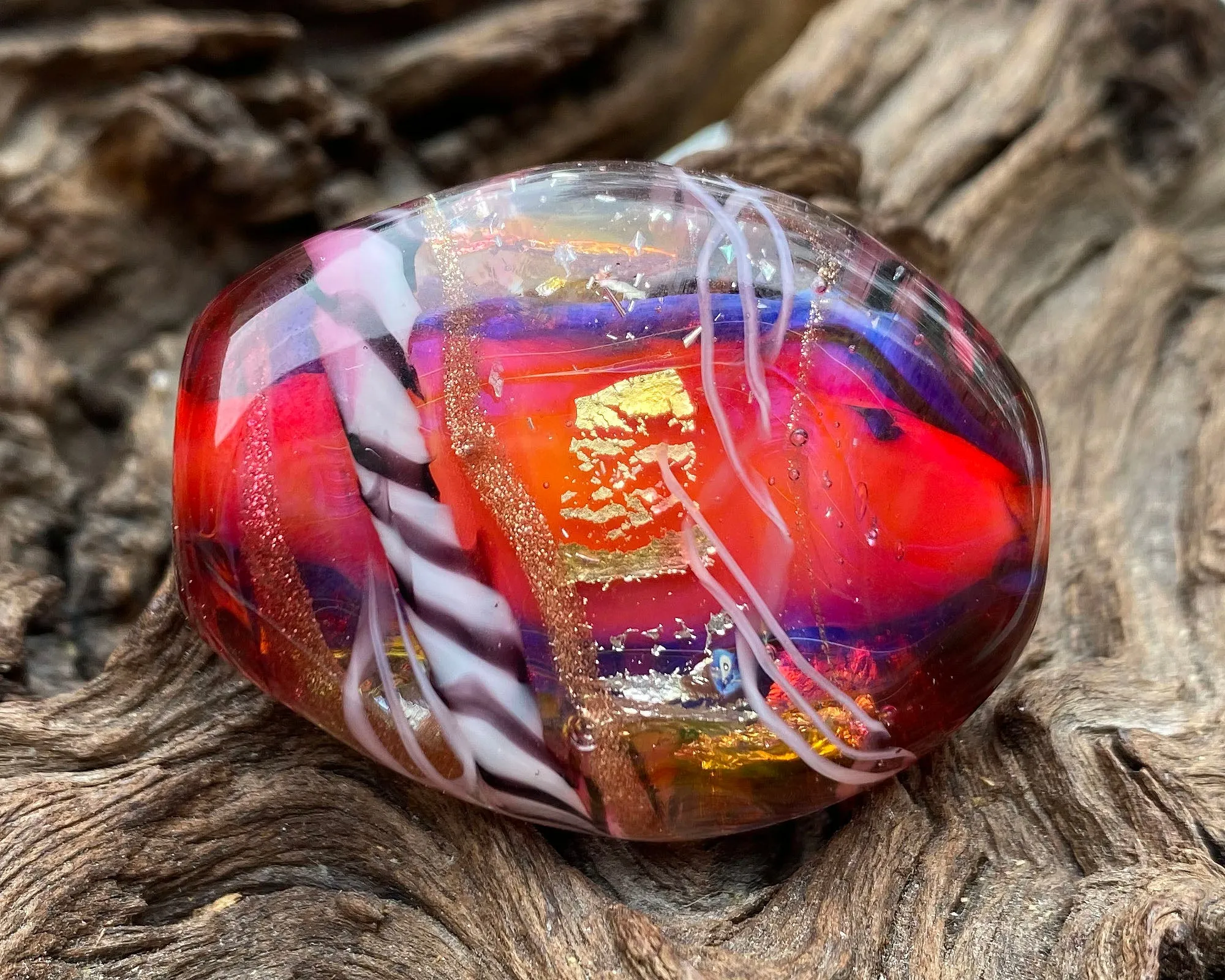 Pink Zebra Lampwork Focal Bead SRA