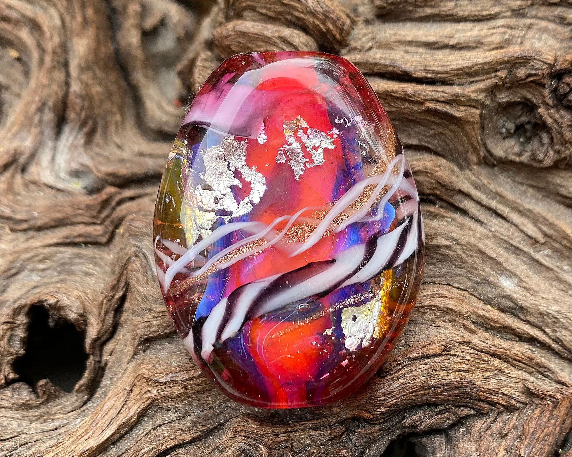 Pink Zebra Lampwork Focal Bead SRA