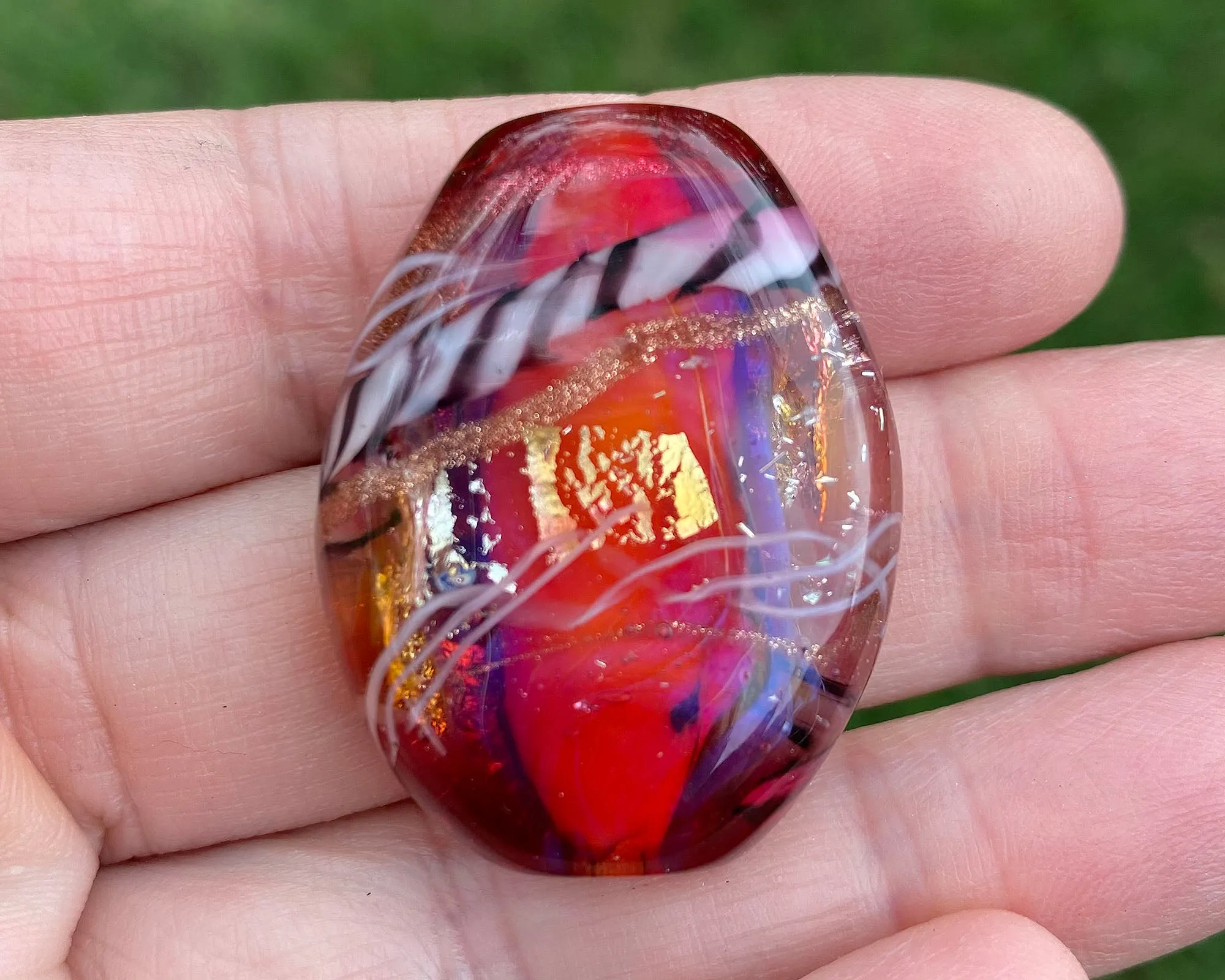 Pink Zebra Lampwork Focal Bead SRA