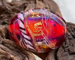 Pink Zebra Lampwork Focal Bead SRA