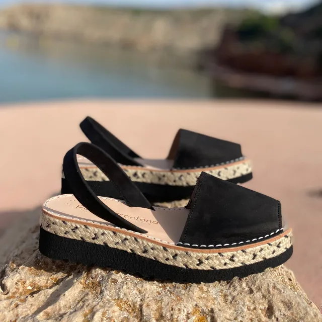 Platform Avarcas | Double Black (Padded)
