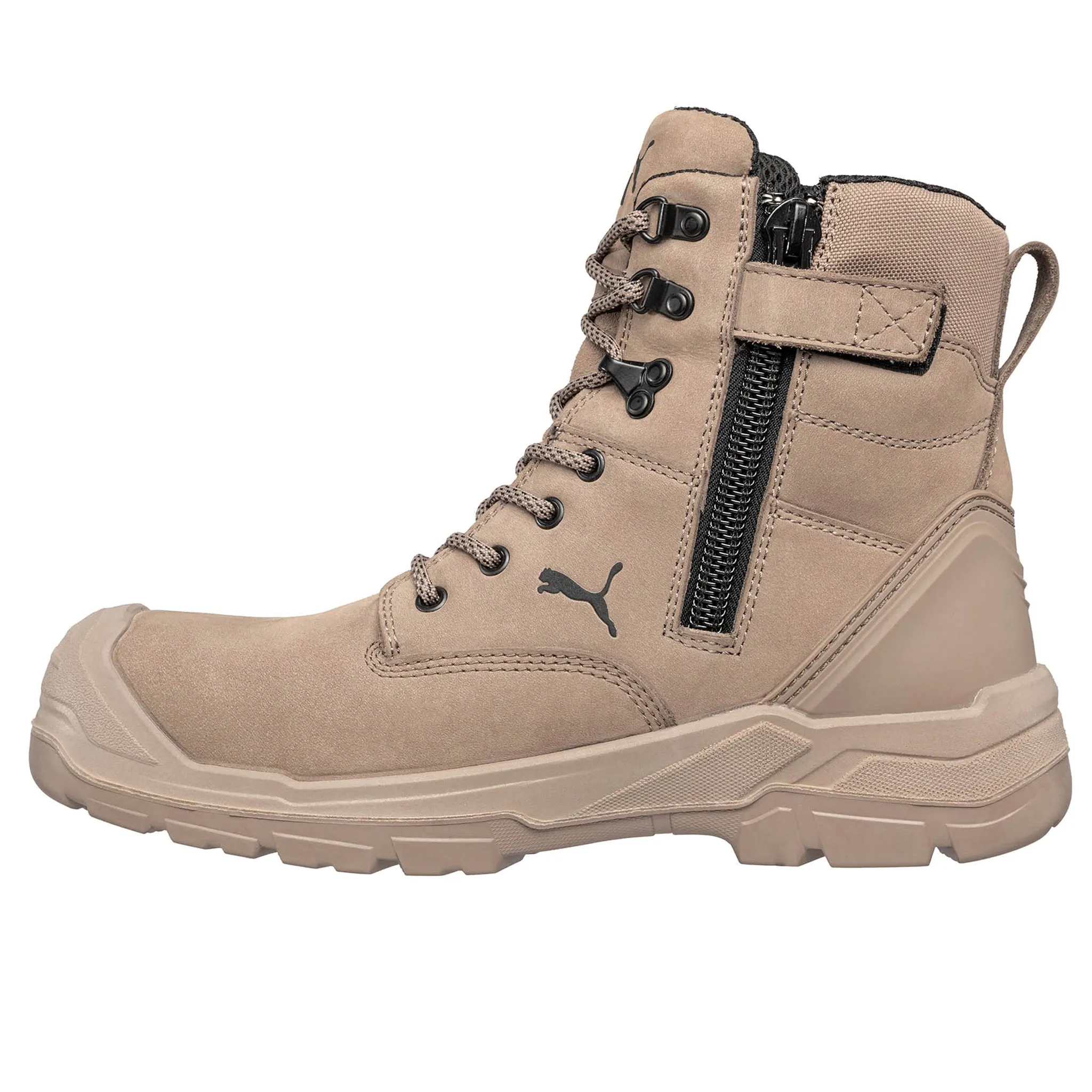 Puma Men's 630745 Conquest High Stone Waterproof Composite Safety Toe Zipper 7" Metal Free Work Boots