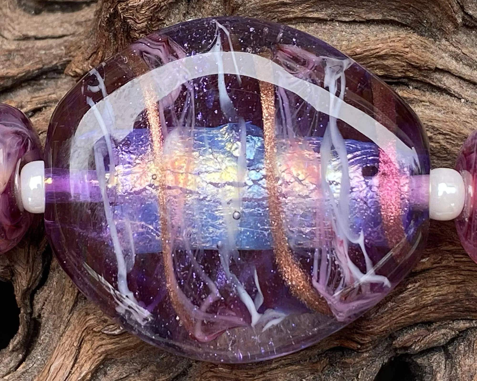 Purple Swirl Shimmer Lampwork Focal Bead SRA