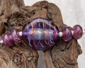 Purple Swirl Shimmer Lampwork Focal Bead SRA