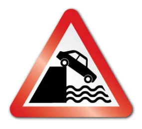 Quayside or riverbank ahead symbol (Post/Fence Fix)