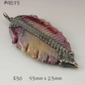 Red Purple Feather with Copper Electroforming Focal