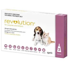Revolution Flea Heartworm and Worming Treatment for Puppies and Kittens 2.5kg Pink 3 Pack^^^
