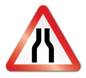 Road narrows on both sides ahead symbol (Post/Fence Fix)