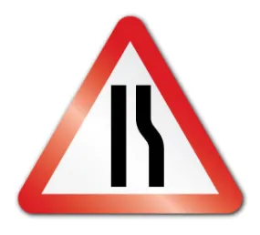 Road narrows on right ahead symbol (Rigid PVC)