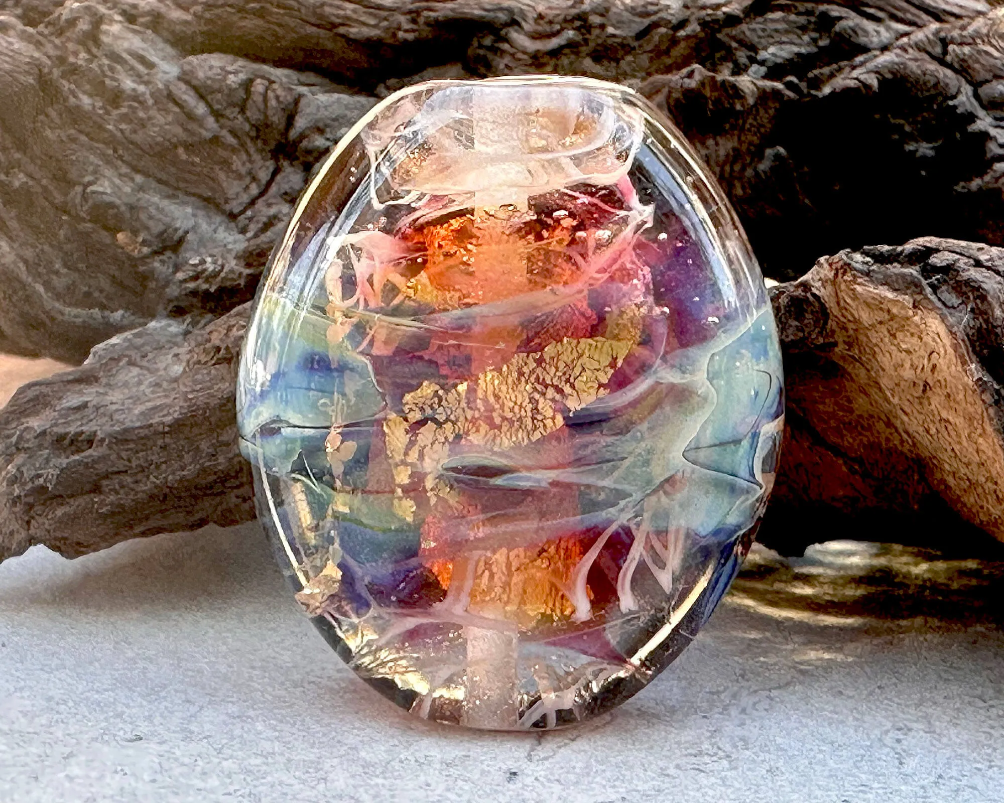 Sunset Pink Lampwork Focal Bead SRA