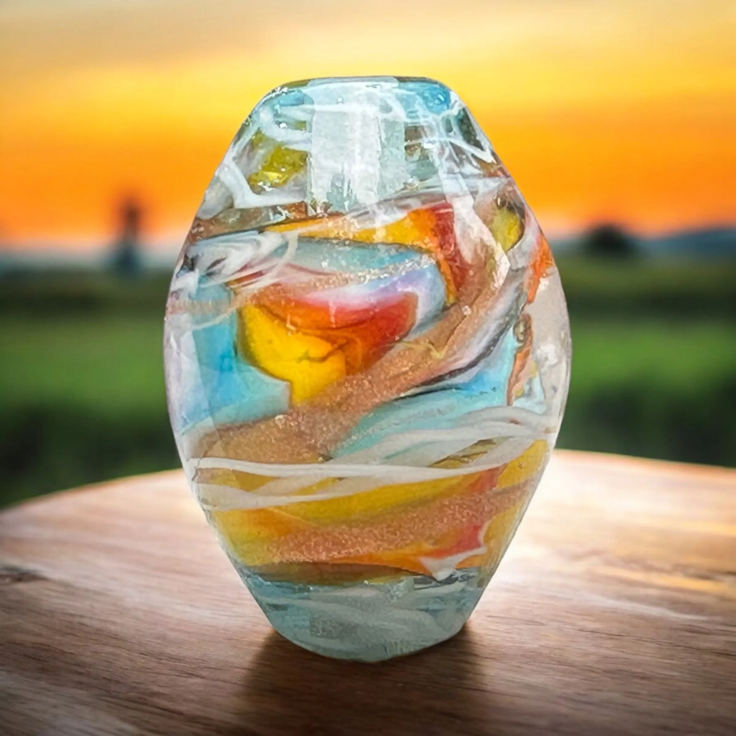 Sunset Rainbow Lampwork Focal Bead SRA