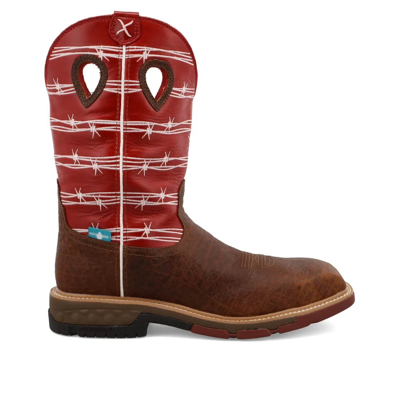 Twisted X Men's Distressed Saddle & Ruby Western Work Boot MXBNW01