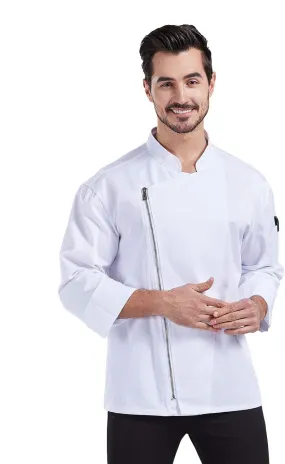 Unisex Chef Coat Men'S Long Sleeve Chef Jacket Restaurant Kitchen Cooking Zipper Chef Uniform CFM0058