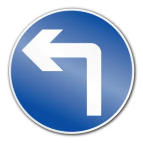 Vehicles must turn left ahead symbol (Post/Fence Fix)