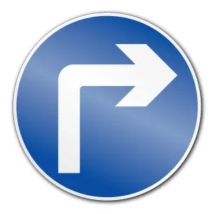 Vehicles must turn right ahead symbol (Post/Fence Fix)